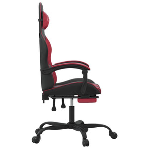 Sedia Gaming Girevole Poggiapiedi Nero e Rosso Vino Similpelle cod mxl 78401