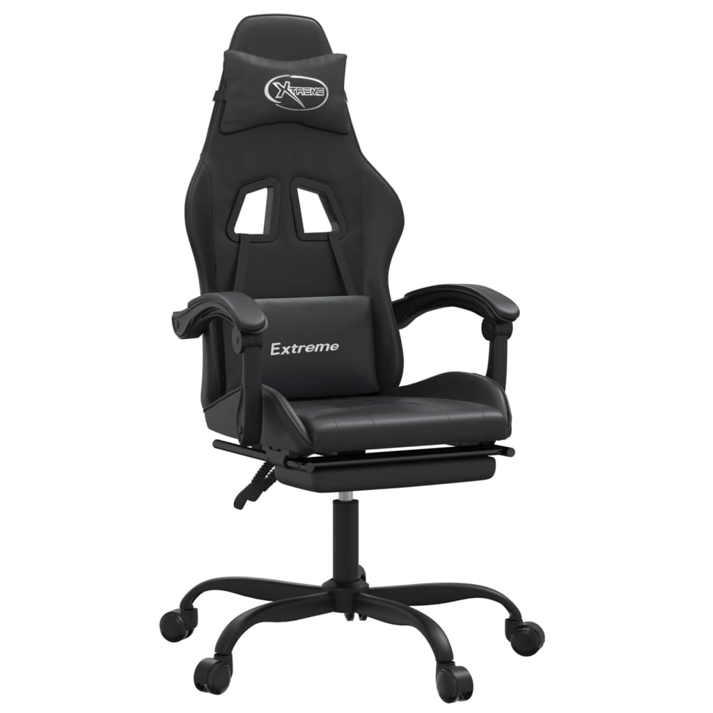 Sedia da Gaming Girevole Poggiapiedi Nero in Similpelle 349611