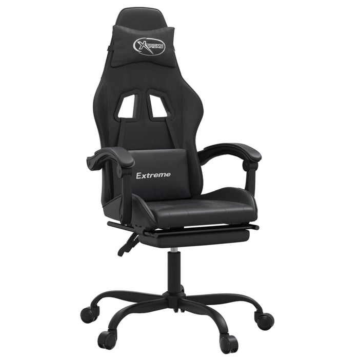 Sedia da Gaming Girevole Poggiapiedi Nero in Similpelle 349611