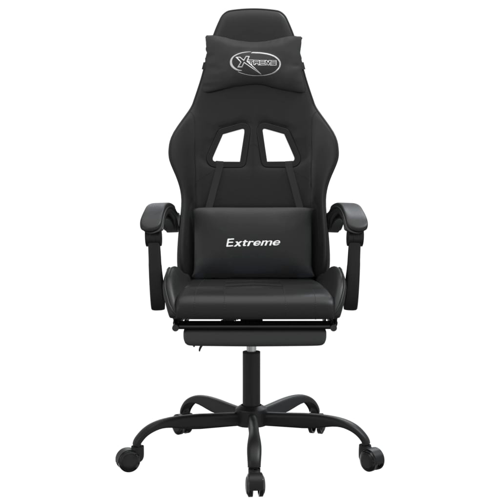 Sedia da Gaming Girevole Poggiapiedi Nero in Similpelle 349611