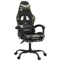 Sedia da Gaming Girevole Poggiapiedi Nero e Mimetico Similpelle 349614