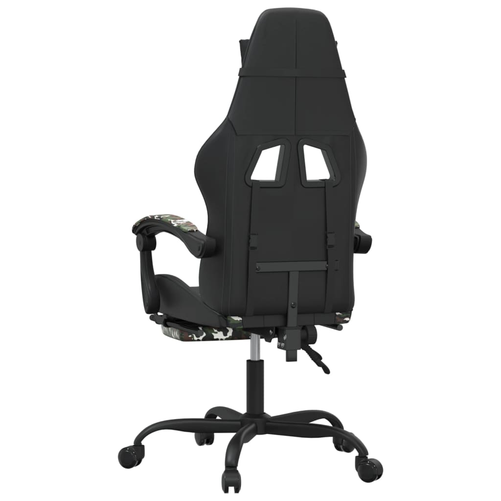 Sedia da Gaming Girevole Poggiapiedi Nero e Mimetico Similpelle 349614