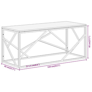 Tavolino Salotto Argento Acciaio Inossidabile e Legno Massello 349941