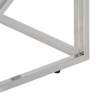 Tavolino Salotto Argento Acciaio Inox e Legno Massello Acacia 349943