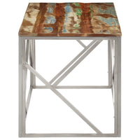 Tavolino Salotto Argento in Acciaio Inox e Legno di Recupero 349944