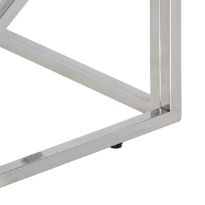 Tavolino Salotto Argento in Acciaio Inox e Legno di Recupero 349944