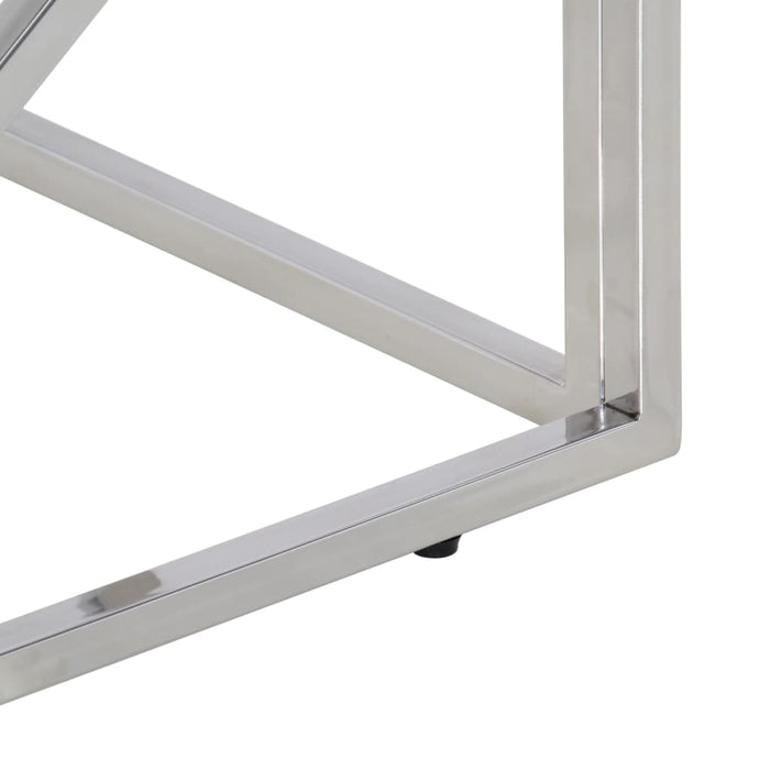 Tavolino Salotto Argento in Acciaio Inox e Legno di Recupero 349944