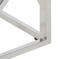 Tavolino Salotto Argento Acciaio Inossidabile Vetro Temperato