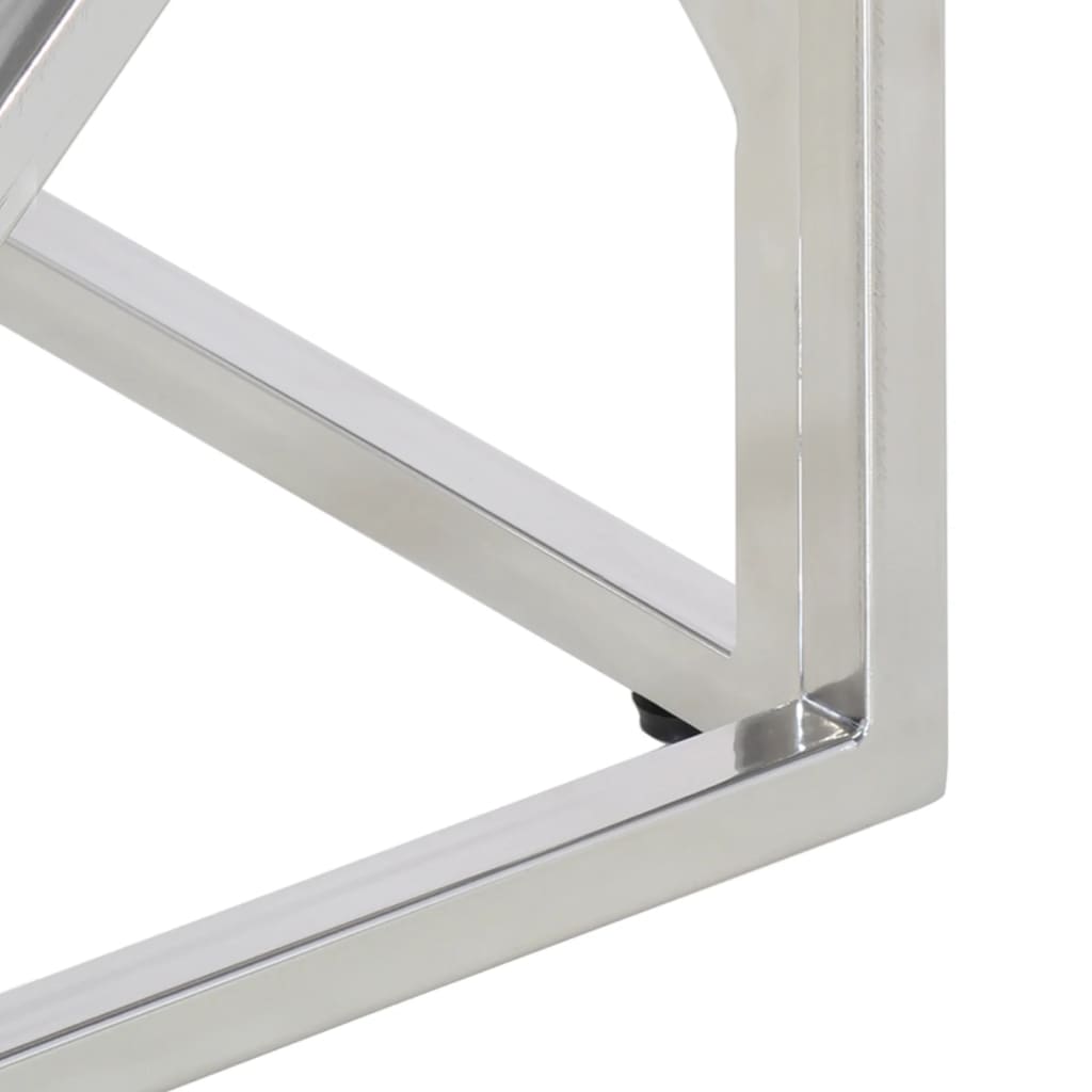 Tavolino Salotto-Tavolino da Soggiorno Argento Acciaio Inossidabile Vetro Temperato 507037