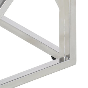 Tavolino Salotto-Tavolino da Soggiorno Argento Acciaio Inossidabile Vetro Temperato 507037