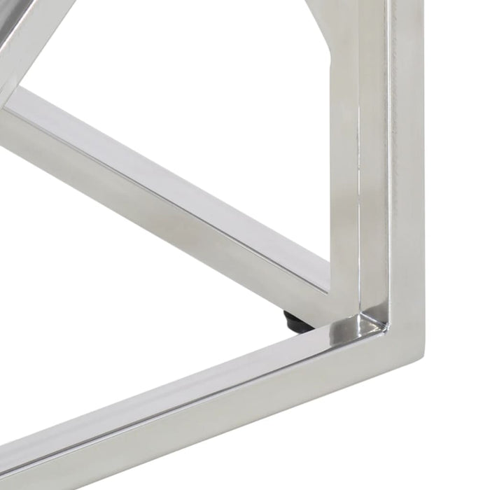 Tavolino Salotto-Tavolino da Soggiorno Argento Acciaio Inossidabile Vetro Temperato 507037