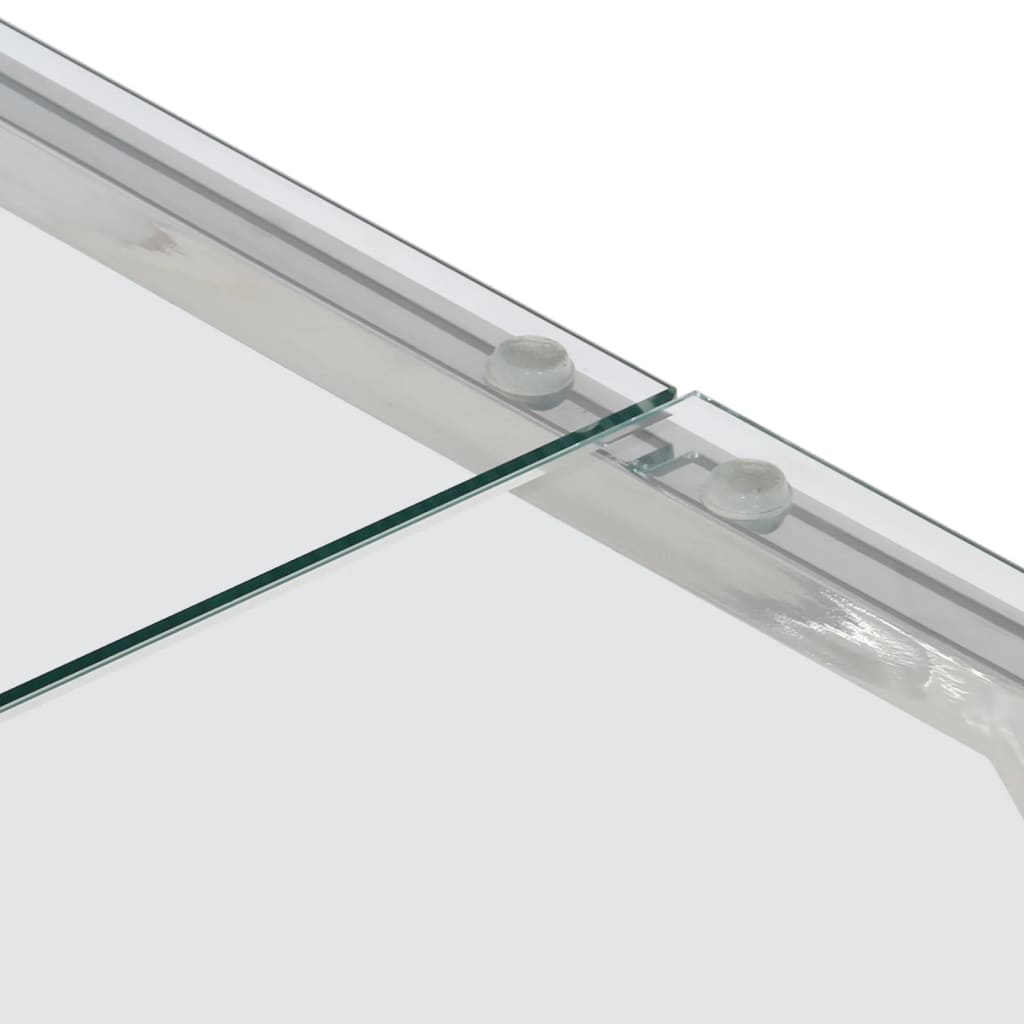 Tavolino Salotto-Tavolino da Soggiorno Argento Acciaio Inossidabile Vetro Temperato 507037