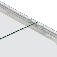 Tavolino Salotto Argento Acciaio Inossidabile Vetro Temperato