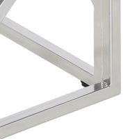 Tavolino Salotto Argento Acciaio Inossidabile Vetro Temperato 349947