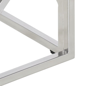 Tavolino Salotto Argento Acciaio Inossidabile Vetro Temperato 349947