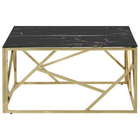 Tavolino Salotto Dorato Acciaio Inossidabile e Vetro Temperato