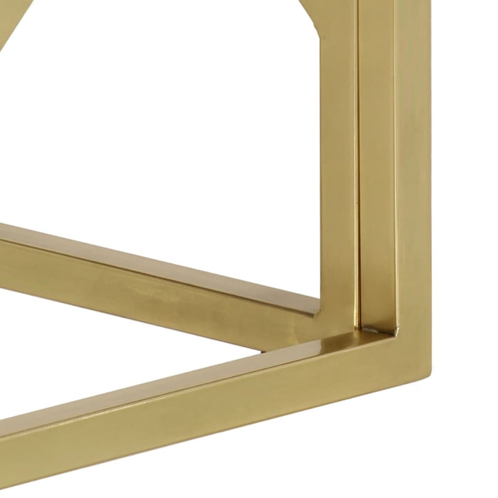 Tavolino Salotto Dorato Acciaio Inossidabile e Legno Massello 349950