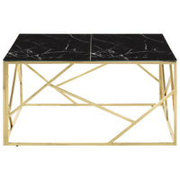 Tavolino Salotto Dorato Acciaio Inossidabile e Vetro Temperato 349956