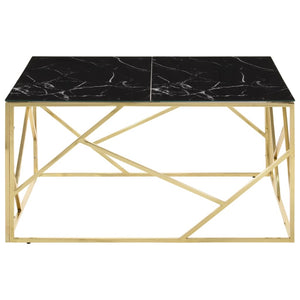 Tavolino Salotto Dorato Acciaio Inossidabile e Vetro Temperato 349956