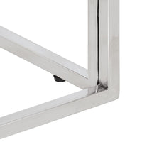 Tavolino Argento Acciaio Inox e Traverse Legno Massello