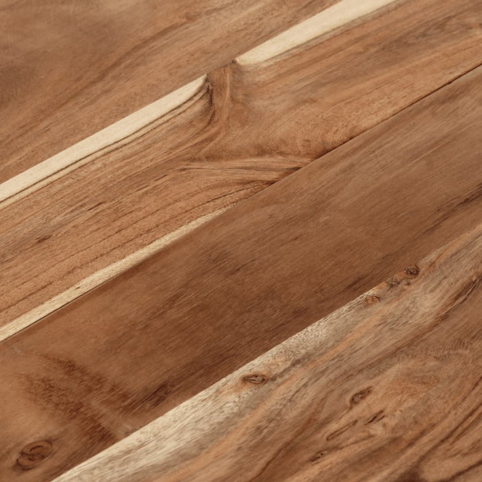 Tavolino da Salotto Argento in Acciaio Inox e Massello d'Acacia 349959