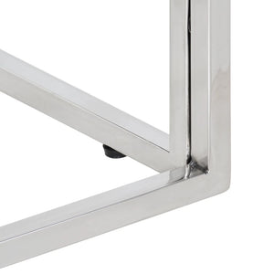 Tavolino da Salotto Argento in Acciaio Inox e Massello d'Acacia 349959