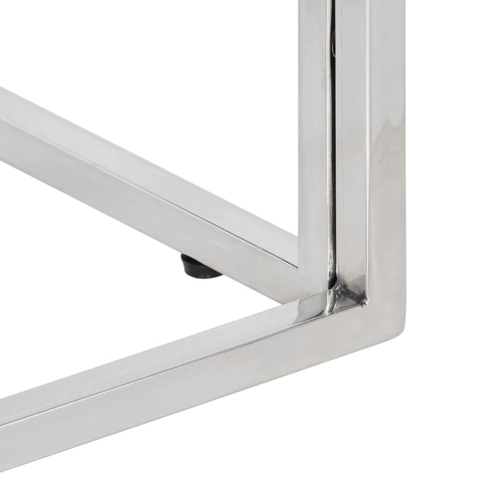 Tavolino Salotto Argento in Acciaio Inox e Legno di Recupero 349960