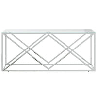 Tavolino da Salotto 110x45x45 cm in Acciaio Inox e Vetro 349961