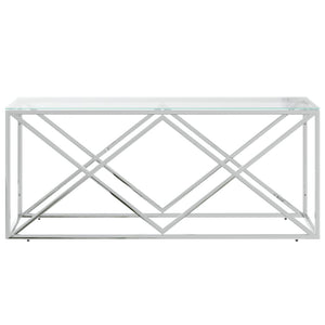 Tavolino da Salotto 110x45x45 cm in Acciaio Inox e Vetro 349961