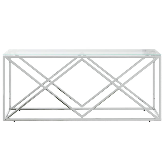 Tavolino da Salotto 110x45x45 cm in Acciaio Inox e Vetro 349961