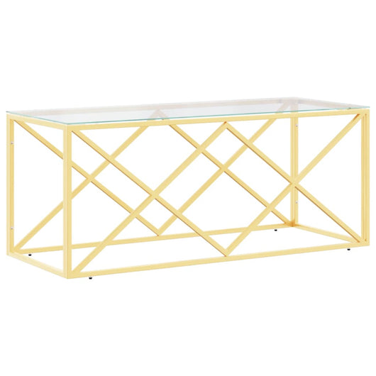 Tavolino da Salotto 110x45x45 cm in Acciaio Inox e Vetro 349962