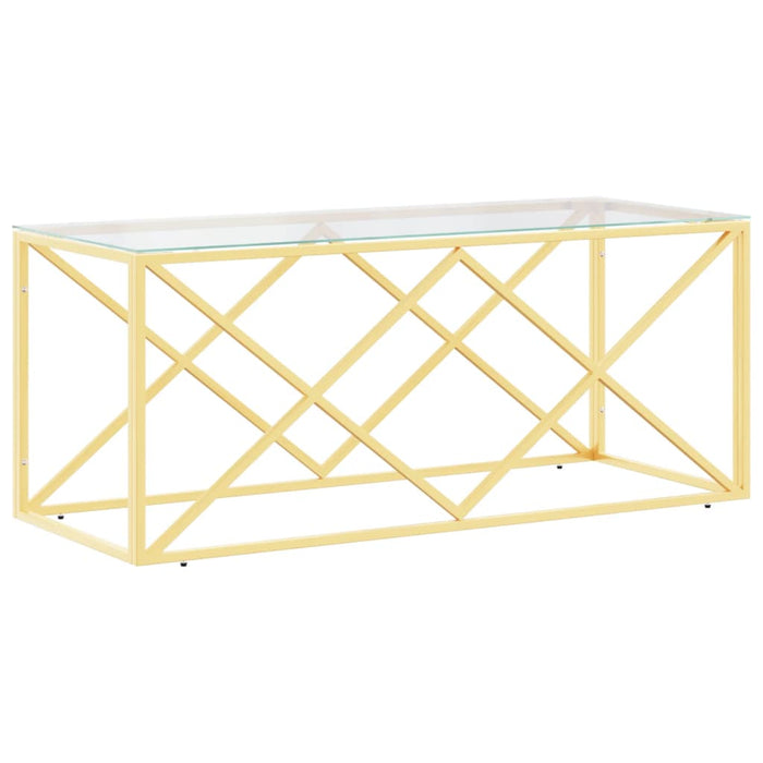 Tavolino da Salotto 110x45x45 cm in Acciaio Inox e Vetro 349962