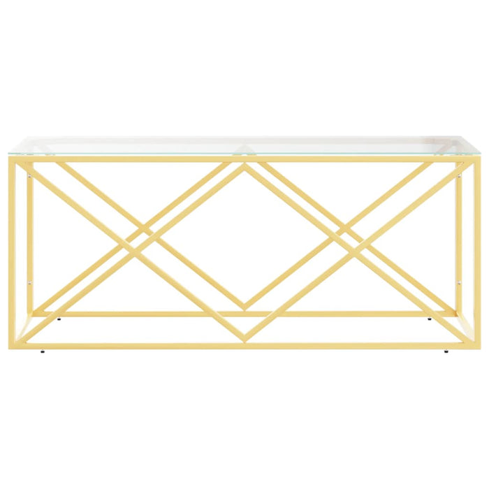 Tavolino da Salotto 110x45x45 cm in Acciaio Inox e Vetro 349962