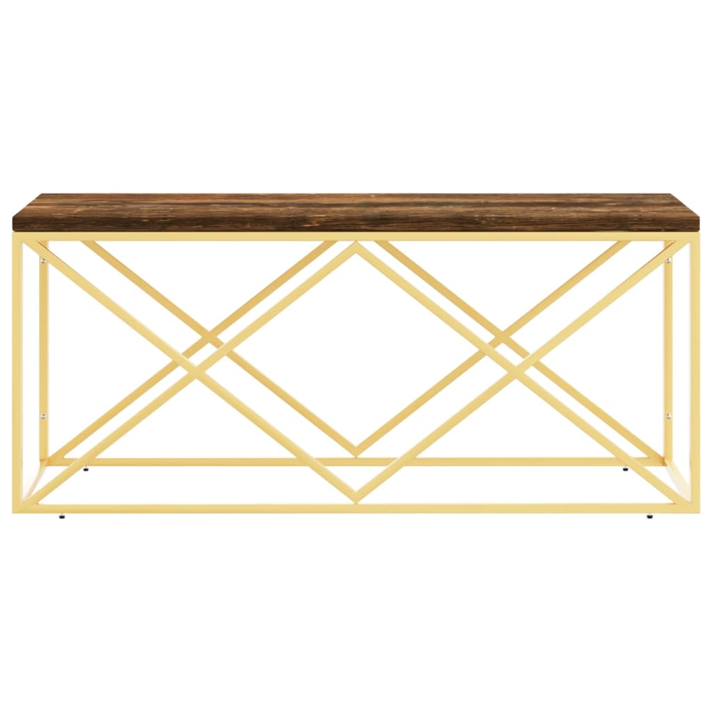 Tavolino Salotto in Acciaio Inox e Legno Massello di Recupero 349966