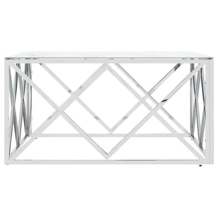Tavolino da Salotto Argento 80x80x40 cm in Acciaio Inox e Vetro 349971
