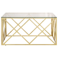 Tavolino Salotto Dorato Acciaio Inossidabile e Vetro Temperato 349978