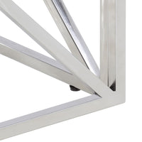 Tavolino Salotto Argento Acciaio Inox e Legno Massello Acacia 349983