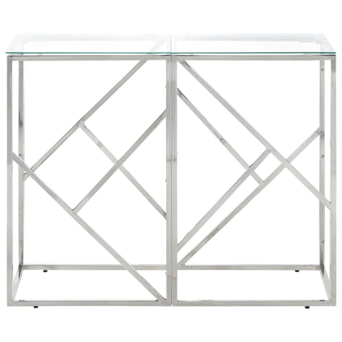 Tavolino Consolle Argento Acciaio Inossidabile Vetro Temperato 349985