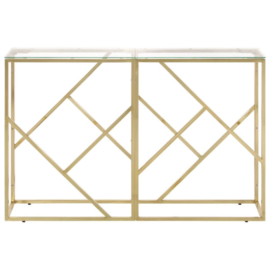 Tavolino Consolle Dorato Acciaio Inossidabile e Vetro Temperato 349994