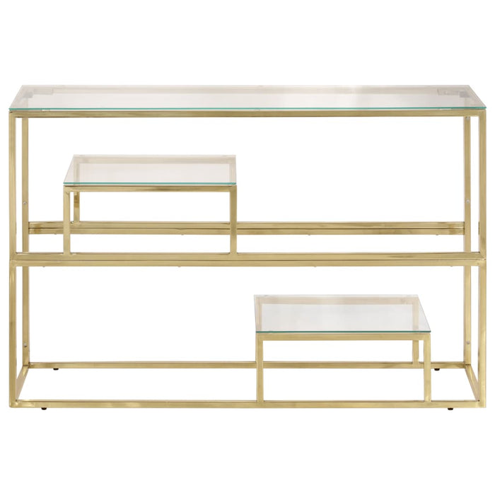 Tavolino Consolle Dorato Acciaio Inossidabile e Vetro Temperatocod mxl 86165