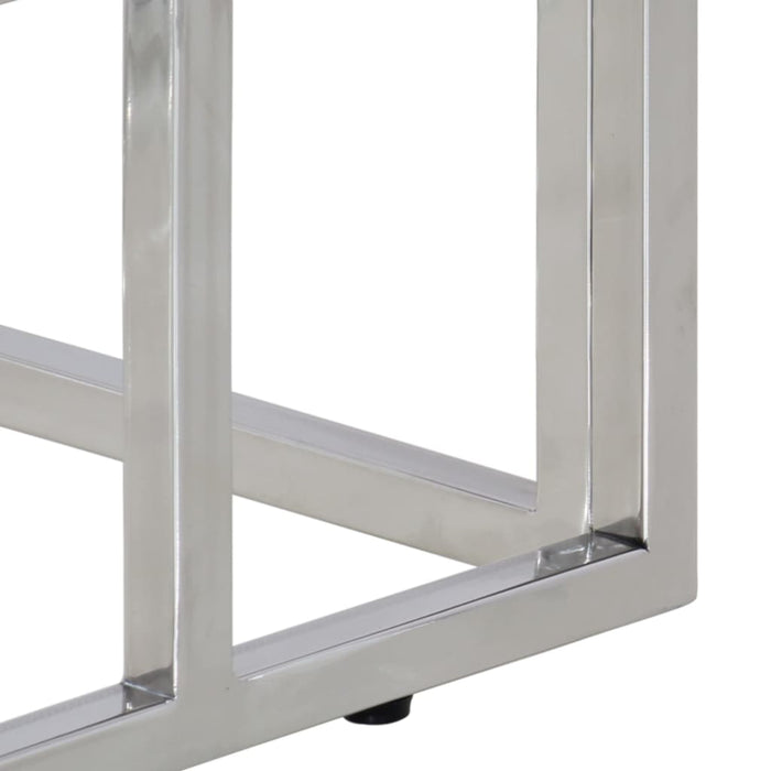 Tavolino Consolle-Tavolino da soggiorno-Tavolo Argento Acciaio Inossidabile Vetro Temperato 223640