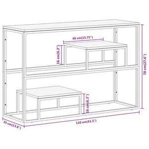 Tavolino Consolle-Tavolino da soggiorno-Tavolo Argento Acciaio Inossidabile e Legno Massello