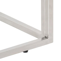 Tavolo Consolle Argento Acciaio Inox e Traverse Legno Massello 350013