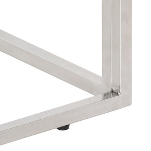 Tavolo Consolle Argento Acciaio Inox e Traverse Legno Massello 350013