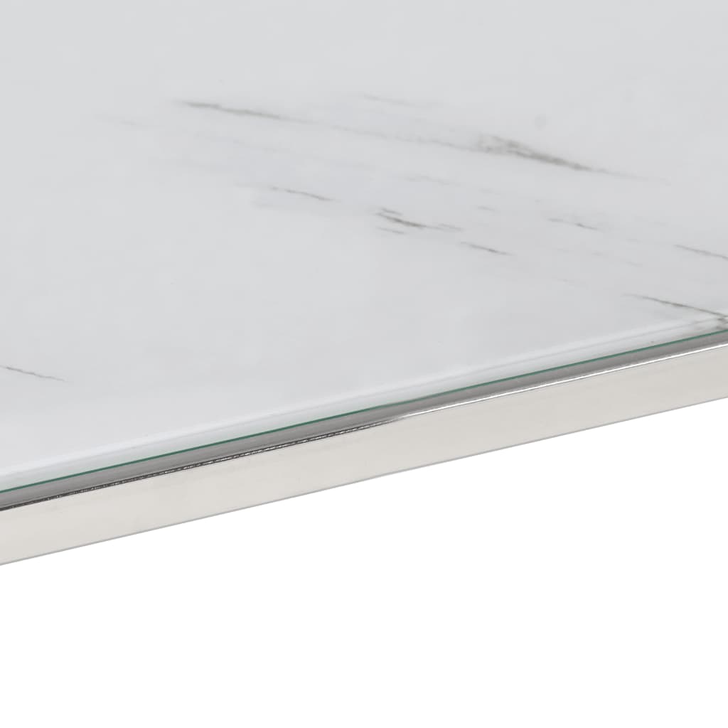 Tavolino Salotto Argento Acciaio Inossidabile Vetro Temperato 350019