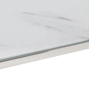 Tavolino Salotto Argento Acciaio Inossidabile Vetro Temperato 350019