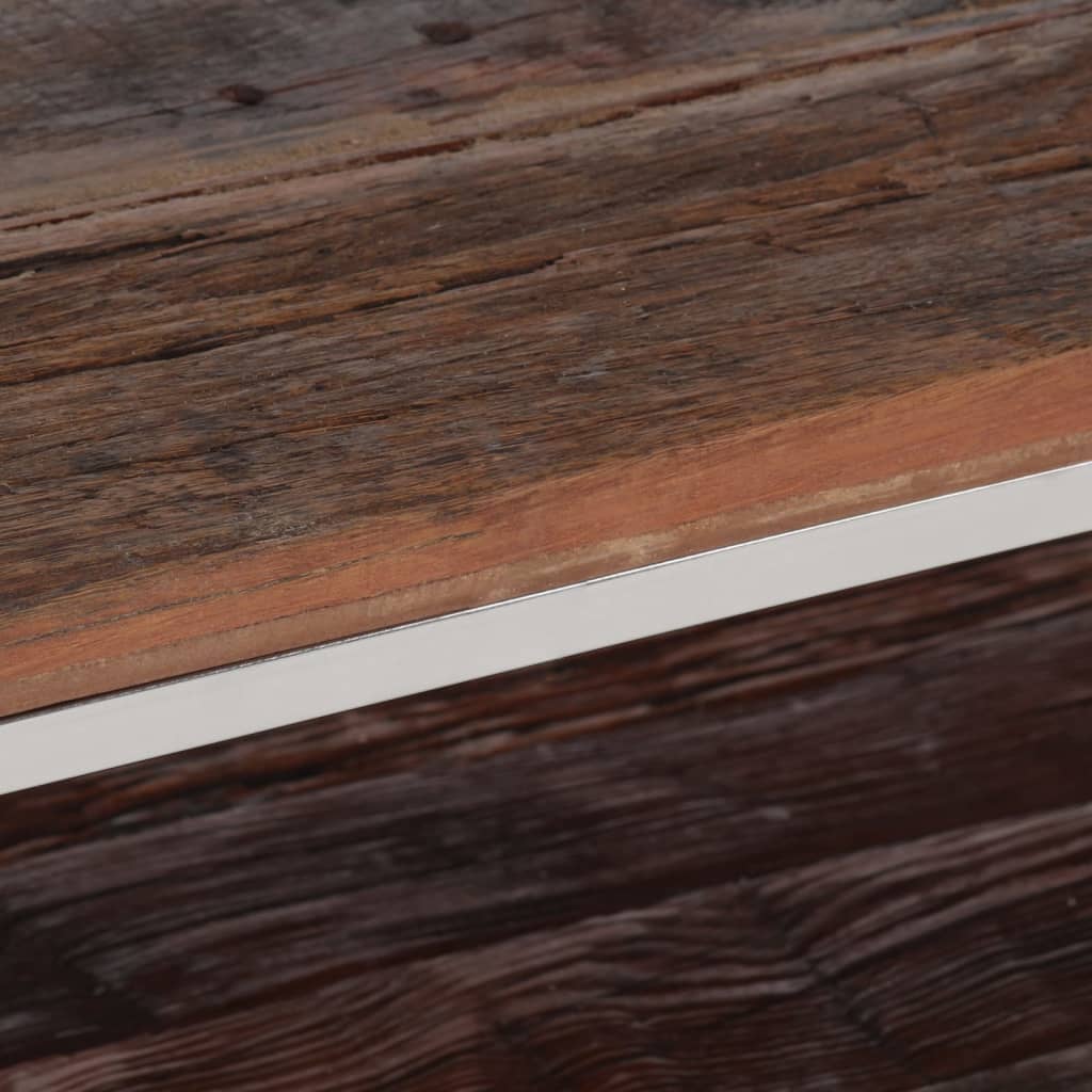 Tavolino-Tavolino da soggiorno-Tavolo Argento Acciaio Inox e Traverse Legno Massello 893580