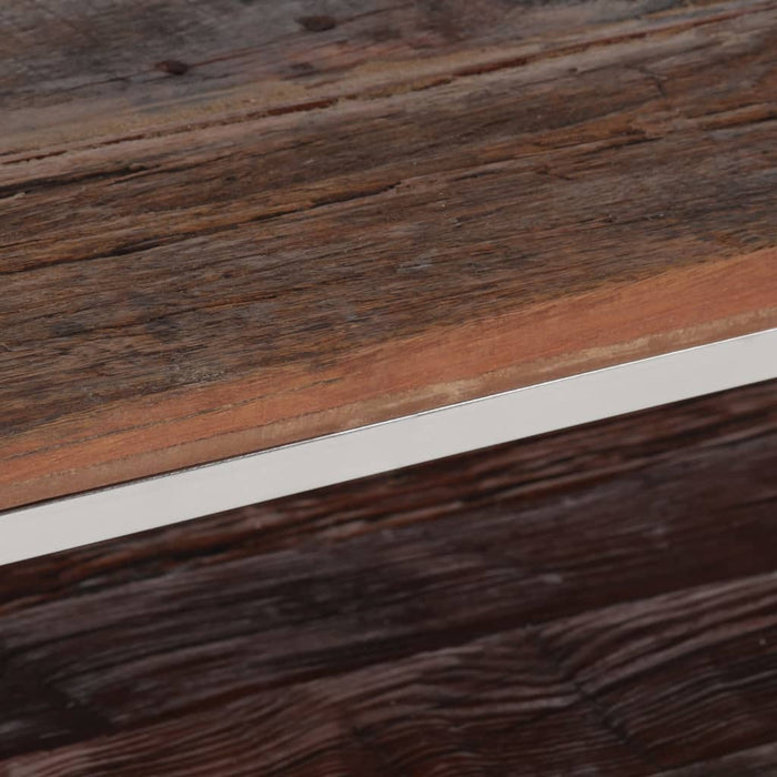 Tavolino-Tavolino da soggiorno-Tavolo Argento Acciaio Inox e Traverse Legno Massello 893580