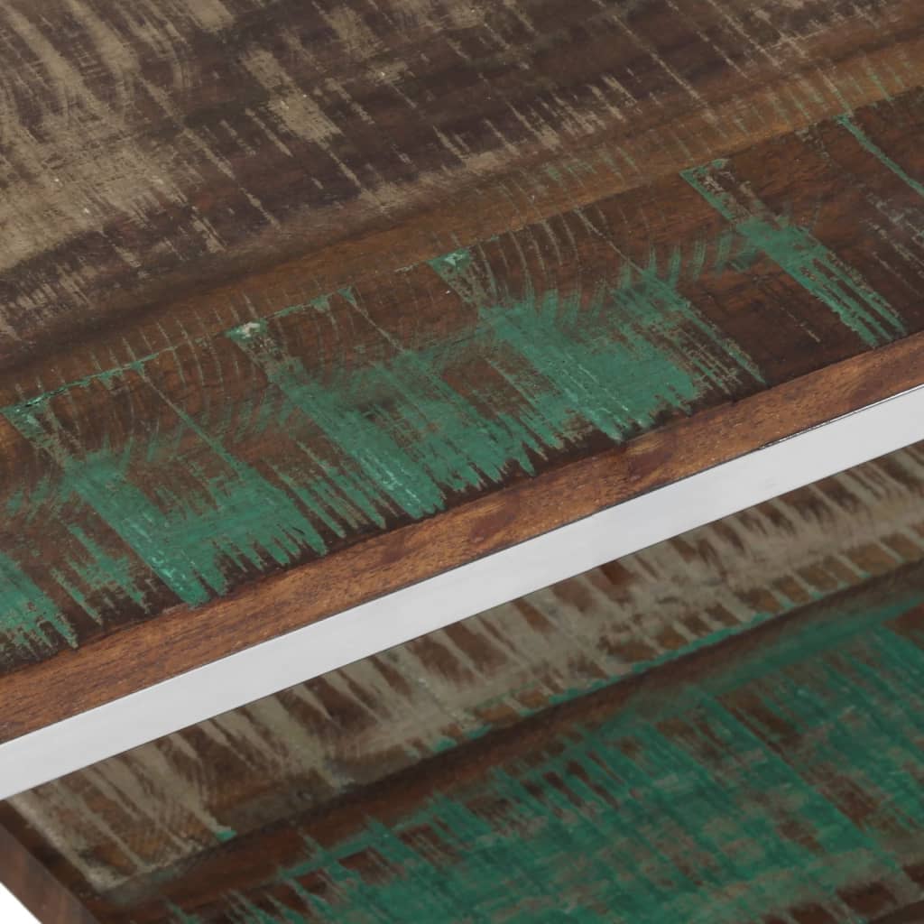 Tavolino Salotto Argento in Acciaio Inox e Legno di Recupero 350024