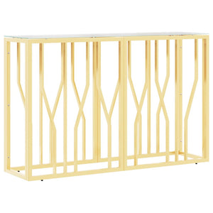 Tavolino Consolle 110x30x70 cm in Acciaio Inox e Vetro